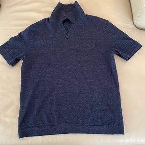 Men’s linen/cotton blend navy polo